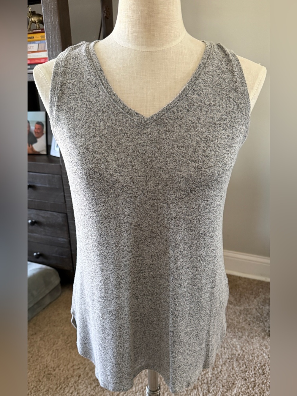 Maurice Women's Sleeveless V-Neck Knit Top - Gray Medium